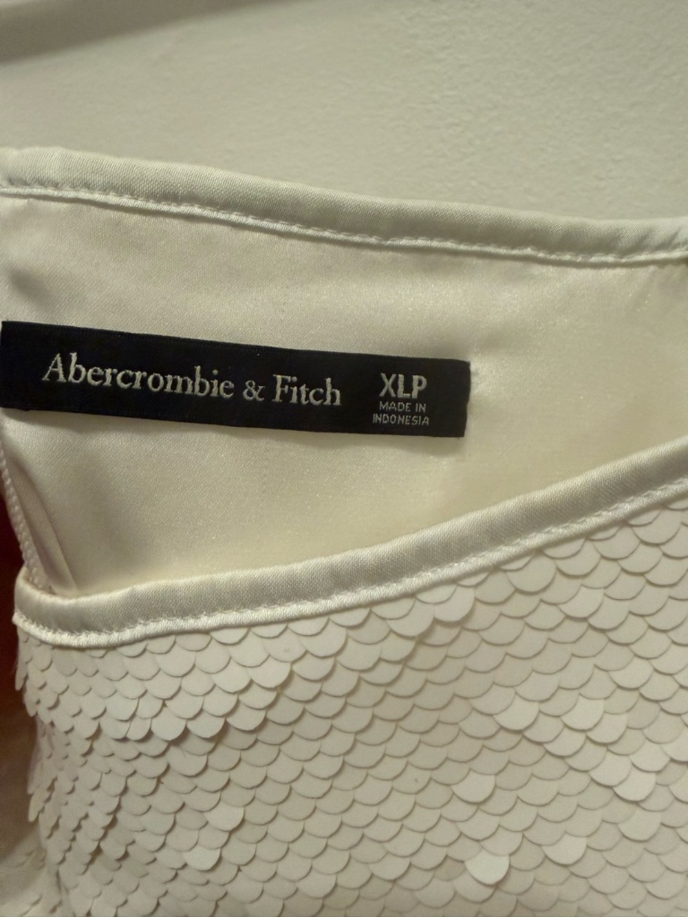 Abercrombie & Fitch White Sequin Spaghetti Strap Dress Wedding Bachelorette - Picture 4 of 7